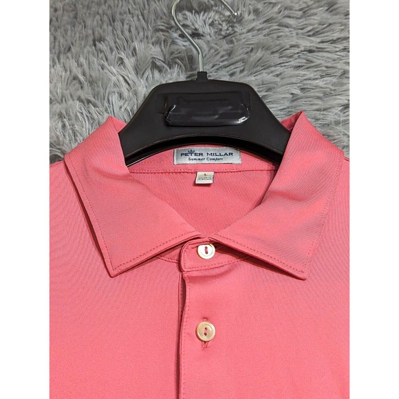 Peter Millar Golf Polo Shirt Mens Size Large L Summer Comfort Pink Activewear - Picture 3 of 10